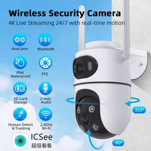 กล้องวงจรปิดไร้สาย ICSEE แบบเลนส์คู่ 6MP PTZ สำหรับภายนอกบ้าน กล้องรักษาความปลอดภัย WiFi พร้อมระบบมองเห็นกลางคืนและระบบสื่อสารเสียง - Product Image 3