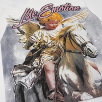 T-shirt à manches courtes et col rond pour hommes et femmes, à la mode, avec imprimé de dessin animé, lettres en strass, été, MIXED EMOTION