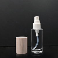 Flacon pulvérisateur en verre transparent avec bouchon en bois, emballage de luxe pour parfum 100 ml