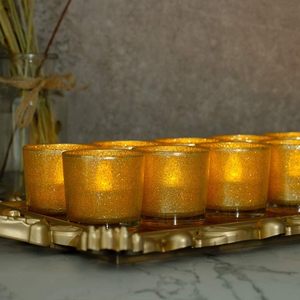 Décoration d'intérieur de haute qualité, bougie LED dorée, bougie chauffe-plat avec pot à bougie - Product Image 1