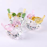 Figurine de couple en cristal K9 géométrique de haute qualité, en matériau naturel écologique, en forme de nid d'oiseau, ornement décoratif pour la maison et la table, idéal pour les fêtes