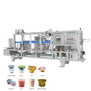 Fully Automatic Paper Cup Filling Sealing Machine For Juice Water Yogurt Tea Milk