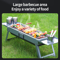 Gril à charbon de bois extérieur en acier inoxydable Portable support de Barbecue épaissi petit poêle à brochette pliant une seconde pour le Camping