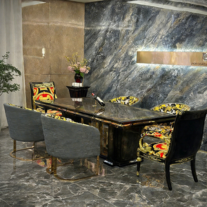 <span class=keywords><strong>Table</strong></span> à manger rectangulaire moderne en <span class=keywords><strong>bois</strong></span> <span class=keywords><strong>massif</strong></span> avec base métallique, mobilier de maison, placage de <span class=keywords><strong>bois</strong></span> naturel brillant, <span class=keywords><strong>table</strong></span> de dîner de luxe - Product Image 1