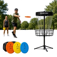 Kit de Démarrage de Disc Golf : 3 Disques (Driver, Midrange, Putter) en Plastique et Acier, Panier Portable, Sac de Transport – Idéal pour Débutants