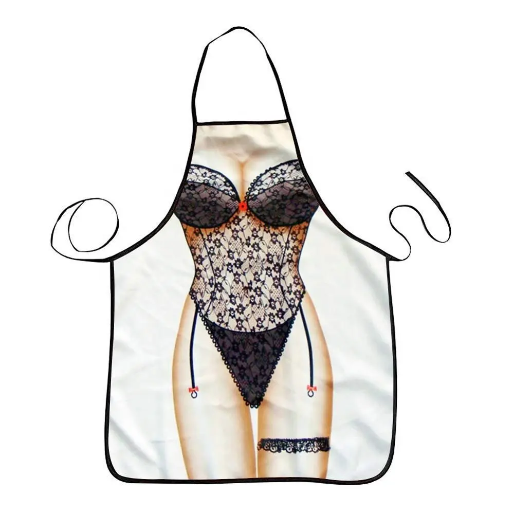 Custom Design Sublimation Printed Polyester Adult Funny Apron Creative Party Novelty Apron Sexy Apron