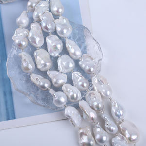 Bán Buôn 14-18Mm 7Inch Màu Trắng Lớn Baroque Hình Dạng Ngọc Trai Nước Tươi Đối với Trang Sức Làm - Product Image 3