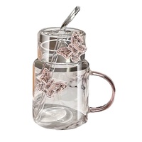 Nouvelle Bouteille d'Eau en Verre Borosilicate Papillon 500ml avec Poignée – Design Tendance 2026 à Prix Abordable