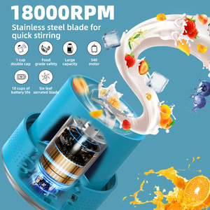 Factory Wholesale <b>Large</b> Volume Electric Juicer Powerful Motor Fruit Juicer Machine Plastic <b>Cup</b> Travel Outdoor Smoothie Blender - Product Image 5