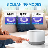 Nettoyeur dentaire ultrasonique professionnel rechargeable 200 ml 45 kHz 3 modes avec UV-C pour appareils orthodontiques
