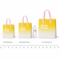 Pochette de transport non tissée dégradé jaune et blanc avec poignée en ruban rose, réutilisable, vente chaude en usine