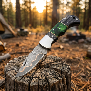 High Quality Copper Damascus Steel Folding Blade Pocket <b>Knife</b> Wholesale Factory Rates wood Handle Tactical Application - Product Image 3