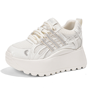 Chaussures décontractées pour femmes à semelles épaisses et talons, Nouveautés Printemps-Été 2026, Baskets polyvalentes pour femmes ornées de strass - Product Image 1