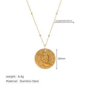 Collier <span class=keywords><strong>Pendentif</strong></span> Pièce Personnalisé en Acier Inoxydable Bijoux de Mode Signes du Zodiaque Constellations pour Femme, Cadeau d'Anniversaire - Product Image 4