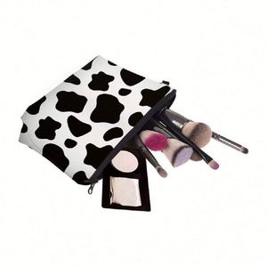 Pochette de maquillage imperméable à imprimé vache, sac de voyage portable pour femmes et filles - Product Image 5