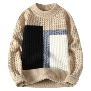 เสื้อสเวตเตอร์ไหมพรมคอปกพับได้สำหรับผู้ชาย ระบายอากาศได้ดี เหมาะสำหรับฤดูใบไม้ร่วง ไซส์ใหญ่ - Product Image 3