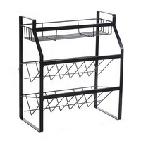KCS Support de rangement de cuisine sur pied en acier inoxydable et fer à 3 niveaux personnalisé Organisateur multifonctionnel pour évier Pot Dish Flower