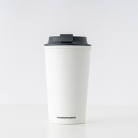 Gobelet à café en plastique biodégradable écologique PLA, tasse de voyage à double paroi, structure anti-fuite, impression de logo personnalisable, moderne