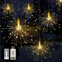 Guirlande Lumineuse Explosion Étoile Feu d'Artifice Suspendue Fil de Cuivre, Contrôle par Bouton, Noël IP44 Jardin Fée Lampe Paysage Festival