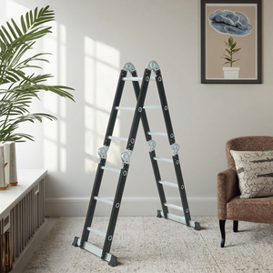 12 bước nhẹ gấp Nhôm đa chức năng cầu thang & thang 4*3 với nền tảng an toàn & Thiết kế kính thiên văn phong cách hiện đại - Product Image 2