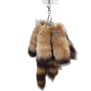 12cm coda fai da te Teaser bacchetta giocattolo gattino gatto esercizio gioco accessori per animali domestici divertente gatto peluche vera pelliccia di volpe coda portachiavi - Product Image 1