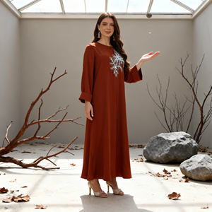 Abaya de Fiesta de Poliéster con Pedrería de Lujo Personalizada y Elegante para Mujeres Musulmanas, Venta al Por Mayor - Product Image 4