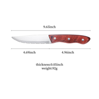 Ensemble de couteaux à steak dentelés Garwin de grande taille en acier inoxydable avec manches en bois, OEM personnalisé, vente en gros pour les restaurants