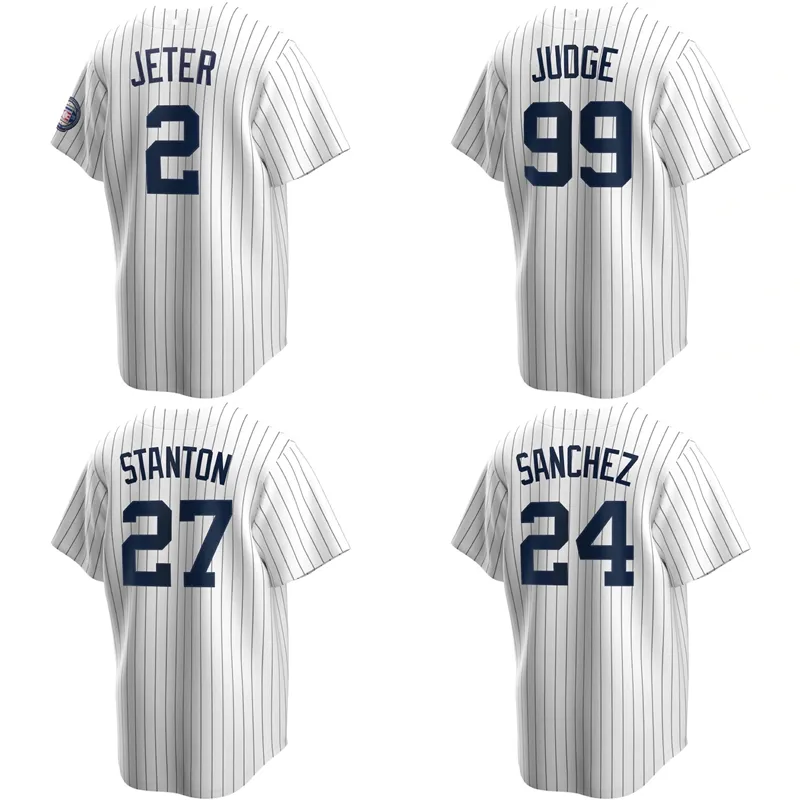 Personnaliser Hommes de New York Baseball Jersey #2 Derek Jeter #99 <span class=keywords><strong>Juge</strong></span> #45 Cole pas cher <span class=keywords><strong>Blanc</strong></span> Piqué Uniforme de Haute Qualité