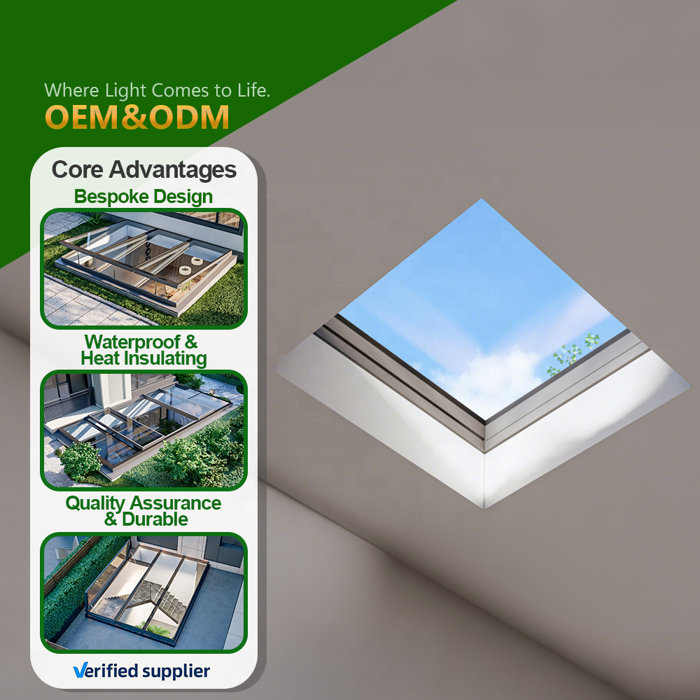 2026 Yeyon OEM Custom Ceiling Balcony Aluminum Frame Electric Skylight Solar Tube Skylight House Roof Skylight Windows