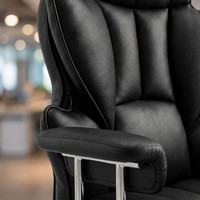 Chaise de bureau pivotante ergonomique moderne en cuir PU, dossier haut, avec appui-tête, soutien lombaire, hauteur réglable