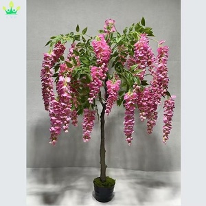 Arbre artificiel de glycine en plastique avec pot noir pour la décoration de la maison, du jardin, de la véranda, des mariages et des fêtes - Product Image 6