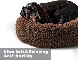 Customizable Logo Luxury Round Memory <b>Foam</b> Dog Bed - <b>Waterproof</b> Washable XL Curl Design with Soft Bolster Support, Bouclé Fabric - Product Image 6