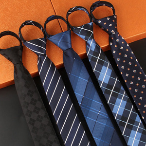 Nueva moda Color sólido rayas a cuadros 6cm poliéster conveniente cremallera <span class=keywords><strong>corbata</strong></span> <span class=keywords><strong>traje</strong></span> Formal <span class=keywords><strong>traje</strong></span> de negocios hombres decoración corbatas - Product Image 2