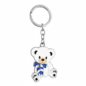 Portachiavi Teddy Azzurro in PVC Morbido e Metallo, Senza Confezione - Product Image 2