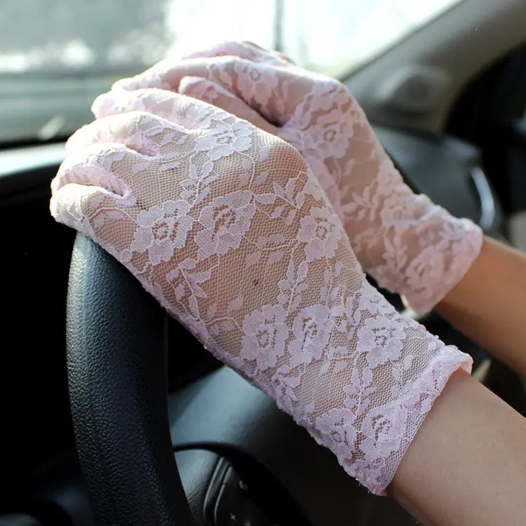 Gants de conduite sexy de protection solaire pour femmes filles gants en dentelle transparente gants de mariée