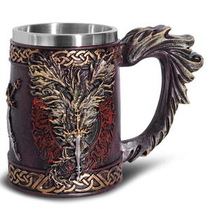 Chopes à bière en acier inoxydable de style médiéval Celtics Norse God, vente en gros, MAA05, usage domestique, motif de Noël, pour le <span class=keywords><strong>café</strong></span> et la bière - Product Image 3