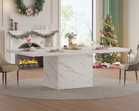 Table à manger rectangulaire moderne de luxe Runwood, plateau en marbre blanc clair, plusieurs tailles, pour la cuisine, meubles de maison