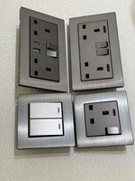 Interruptor de Pared Eléctrico con Marco de Aluminio, 220V 16A, 2 Vías, IP20, Moderno, Estándar EU/UK, con Dimmer y USB Tipo-C