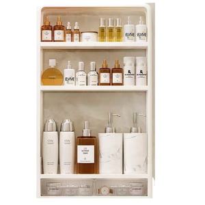 Étagère de rangement murale en plastique à <span class=keywords><strong>3</strong></span> couches pour salle de bain avec crochet de tiroir tringle à serviettes pour toilette organisateur d'épices de cuisine cosmétique - Product Image 1