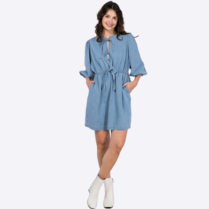 Robe d'été décontractée en denim imprimée personnalisée pour femmes, fabricant pour femmes - Product Image 6