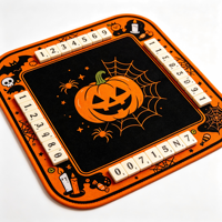 Tapis de Mahjong Américain Portable, Imperméable, Antidérapant avec Dos en Caoutchouc, Protection de Table, Motif Halloween, pour Soirées de Jeu en Famille en Intérieur