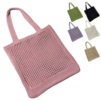 Sac fourre-tout de plage en maille crochetée brodée avec cordon de serrage, sac à bandoulière tricoté couleur bonbon pour femme, idéal pour l'été