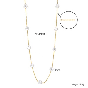 Collier ras du cou en acier inoxydable plaqué or 18 carats avec pendentif perle personnalisé, étanche, pour femme, vente en gros - Product Image 2