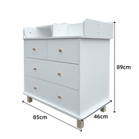 Meuble de chambre d'enfant multifonctionnel, commode en bois blanc avec 4 tiroirs, table à langer avec fonction de change