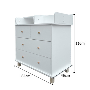 Comò Multifunzionale per Cameretta in Legno Bianco con 4 Cassetti e <span class=keywords><strong>Fasciatoio</strong></span> Integrato - Product Image 2