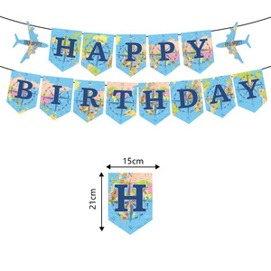 Bản đồ du lịch chủ đề Cờ biểu ngữ la bàn khinh khí cầu nghỉ hưu du lịch chúc mừng sinh nhật - Product Image 2