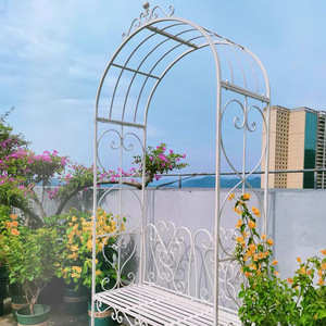 Arco Doppio a <span class=keywords><strong>Cuore</strong></span> in Ferro Battuto, Moderno e Minimalista, per Esterni, Supporto per Fiori, Porta Vasi, Scaffale per Giardino e Cortile - Product Image 2