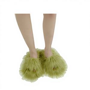 Chaussons antidérapants en fausse fourrure de laine de Mongolie en PVC, à bout fermé, chauds, pour l'hiver, le printemps et l'automne, pour l'extérieur - Product Image 1