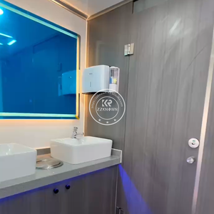 Toilettes mobiles 2 postes noires de luxe VIP, unités préfabriquées, WC mobile, remorque de douche portable - Product Image 5