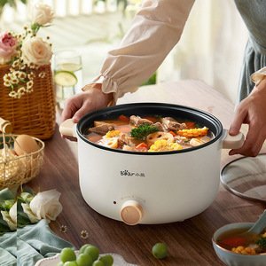 Bear Electric Cooker 3L Multifunctional Steamer Hot Pot <b>Drum</b> Shape Beige Home Office Use - Product Image 1